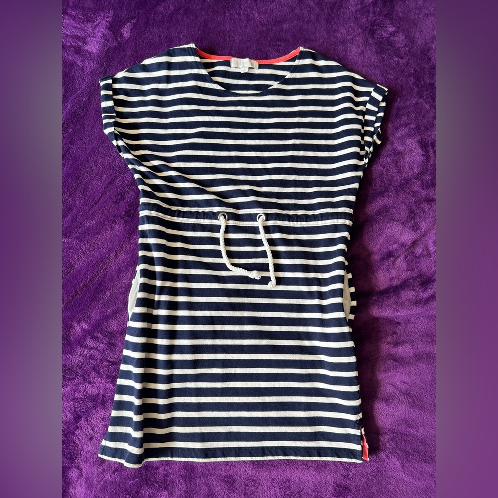 Olive & Oak Navy and White Striped Sailor Belted Dress with Pockete. Size Small.